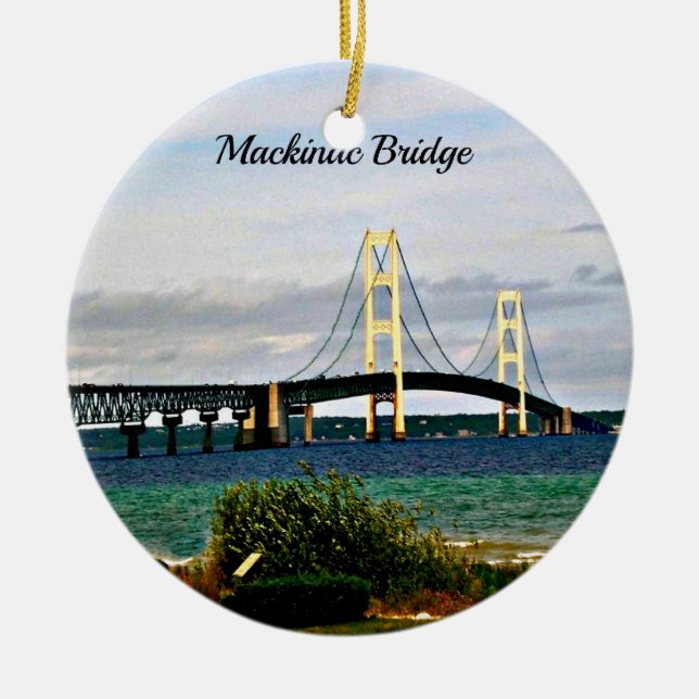 Mackinac Bridge, Mackinac Island Julgransprydnad Keramik (Framsidan)
