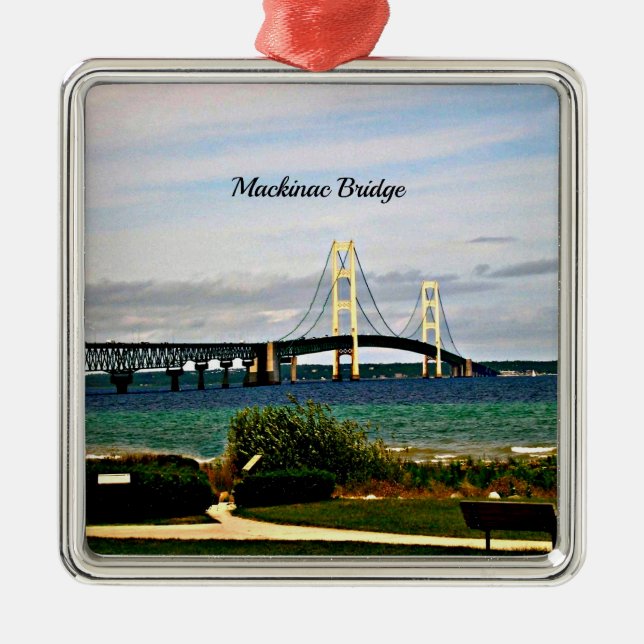 Mackinac Bridge, Mackinac Island Julgransprydnad Metall (Framsidan)