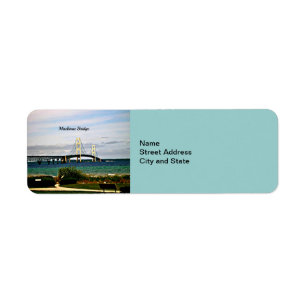 Mackinac Bridge, Mackinac Island Returadress Etikett