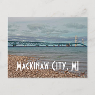 Mackinac Bridge Mackinaw City, MI-vykort Vykort