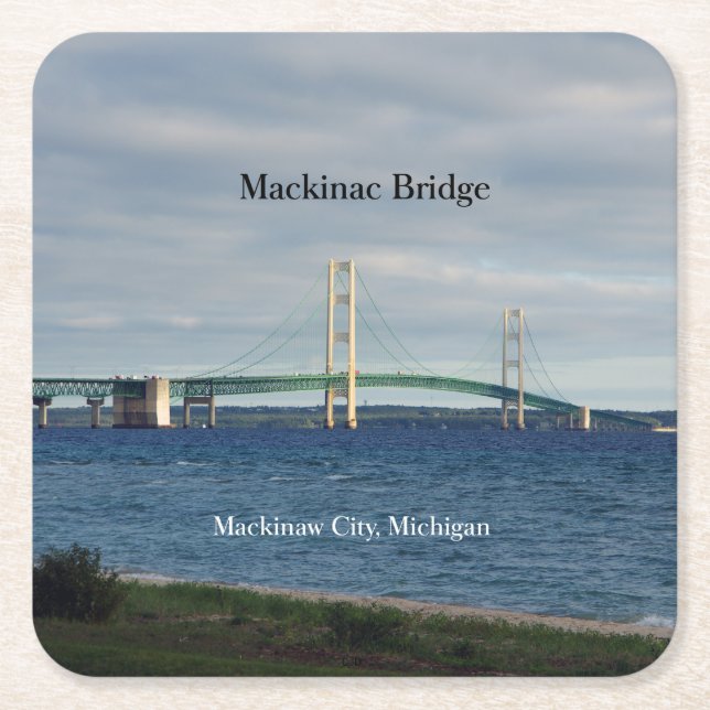 Mackinac Bridge Mackinaw City papper underlägg (Framsidan)