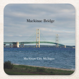 Mackinac Bridge Mackinaw City papper underlägg Kvadrat