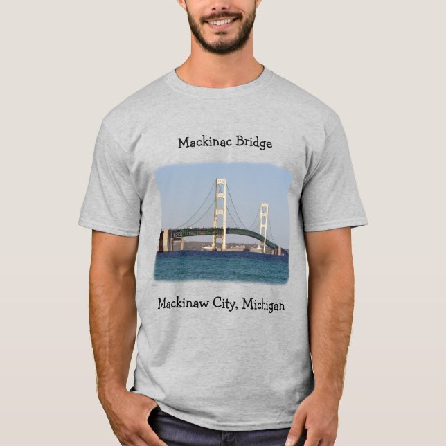 Mackinac Bridge Mackinaw City shirt light färg T Shirt (Framsida)