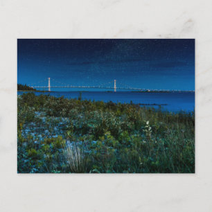 Mackinac Bridge med Stars över det, Michigan Vykort