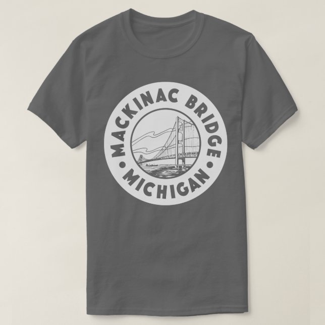 Mackinac Bridge Michigan Circle White T Shirt (Design framsida)