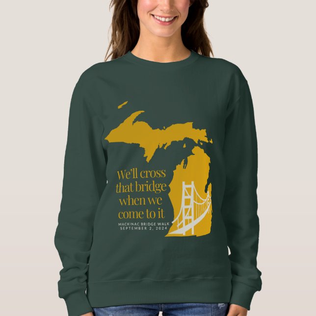 Mackinac Bridge mörk sweatshirt - gult T Shirt (Framsida)