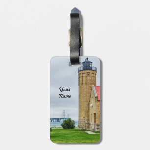 Mackinac Bridge och fyr Luggage Tag Bagagebricka