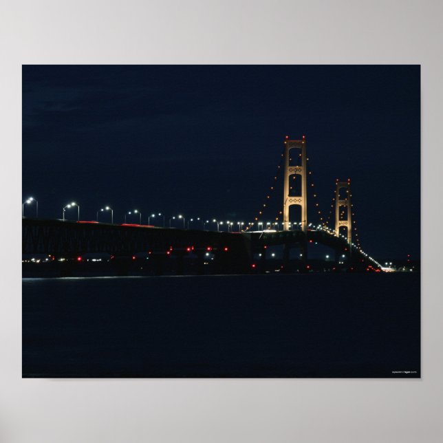 Mackinac Bridge på natten Poster (Framsidan)