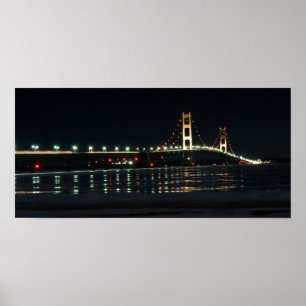 Mackinac Bridge på natten Poster