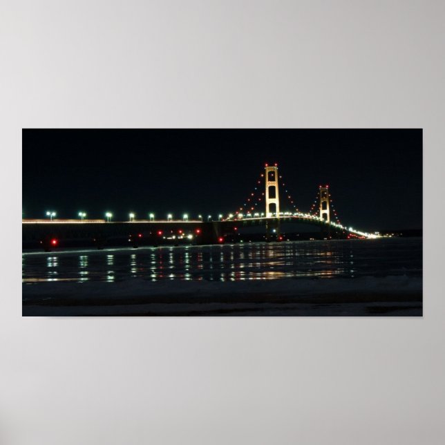 Mackinac Bridge på natten Poster (Framsidan)