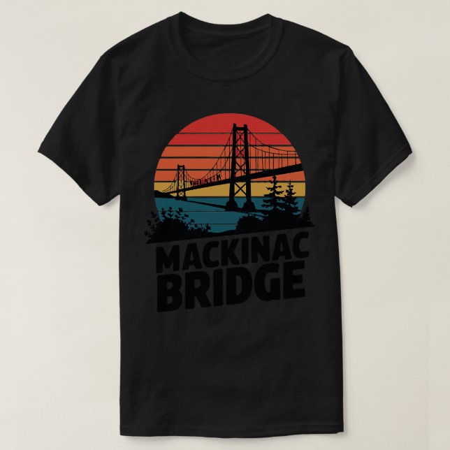 Mackinac Bridge Retro TShirt T Shirt (Design framsida)
