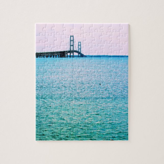 Mackinac Bridge - Sjö Michigan - 8x10 - 110 pcs. Pussel (Vertikal)