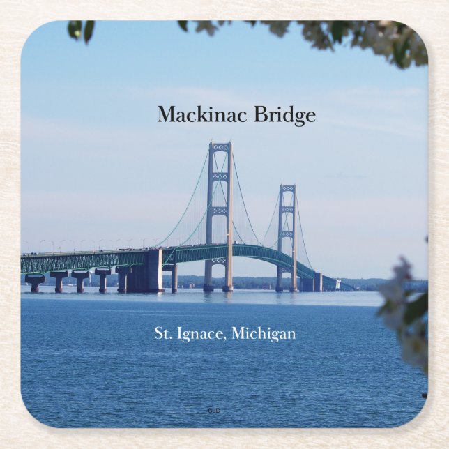 Mackinac Bridge St. Ignace papper underlägg Kvadrat (Framsidan)