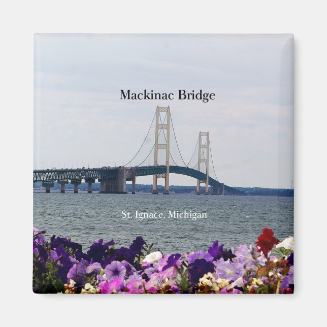 Mackinac Bridge St Ignace vår magnet (Framsidan)