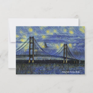 Mackinac Bridge Starry Nght Note-kort Tack Kort