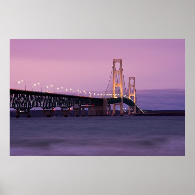 Mackinac Bridge Sunset Poster (Framsidan)