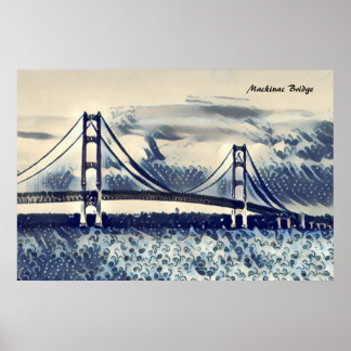 Mackinac Bridge Ukiyoe Stil Poster