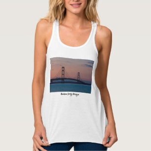 Mackinac Bridge vid Dusk-Tanktopet Linne Med Racerback