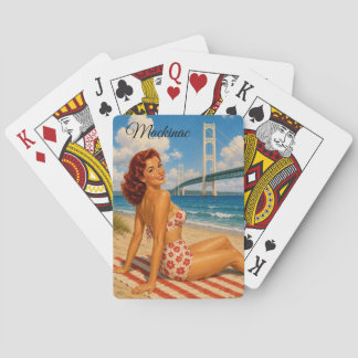 Mackinac Bridge Vintage Badhus Skönhet Casinokort