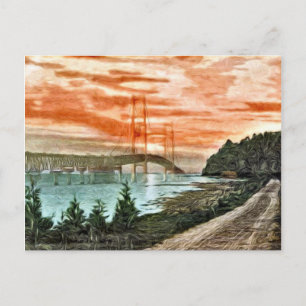 Mackinac Bridge-vykort för Vintage Vykort