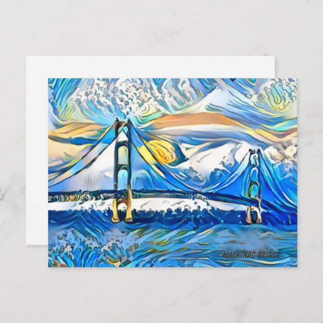 Mackinac Bridge-vykort Inbjudan Vykort (Fram/baksida)