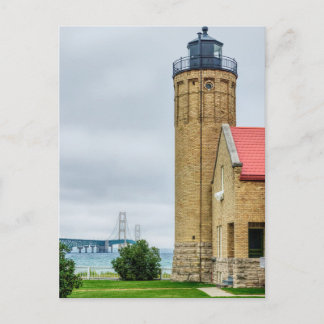 Mackinac-bron och fyr Postkort Vykort