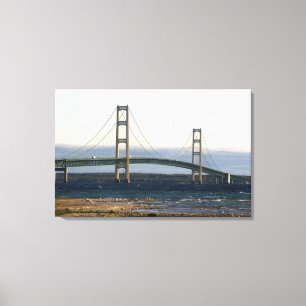 Mackinac-bron som spänner över Mackinacsundet 3 Canvastryck