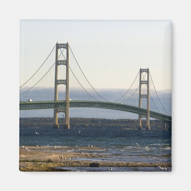 Mackinac-bron som spänner över Mackinacsundet 4 Magnet (Framsidan)
