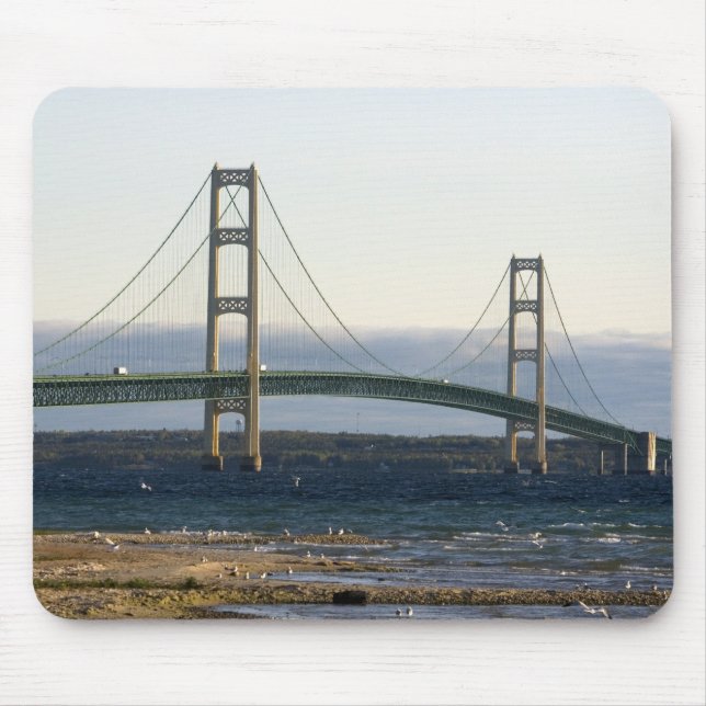 Mackinac-bron som spänner över Mackinacsundet vid  Musmatta (Framsidan)