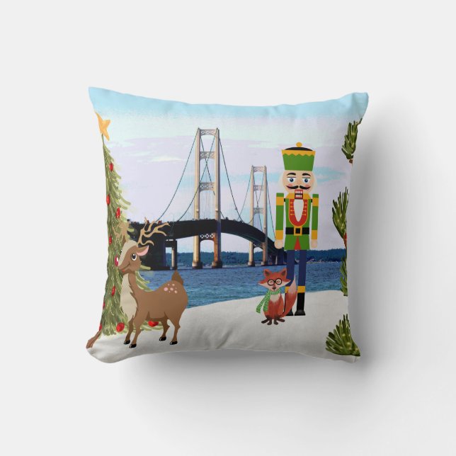Mackinac-bryggjulklapp Kudde (Framsida)
