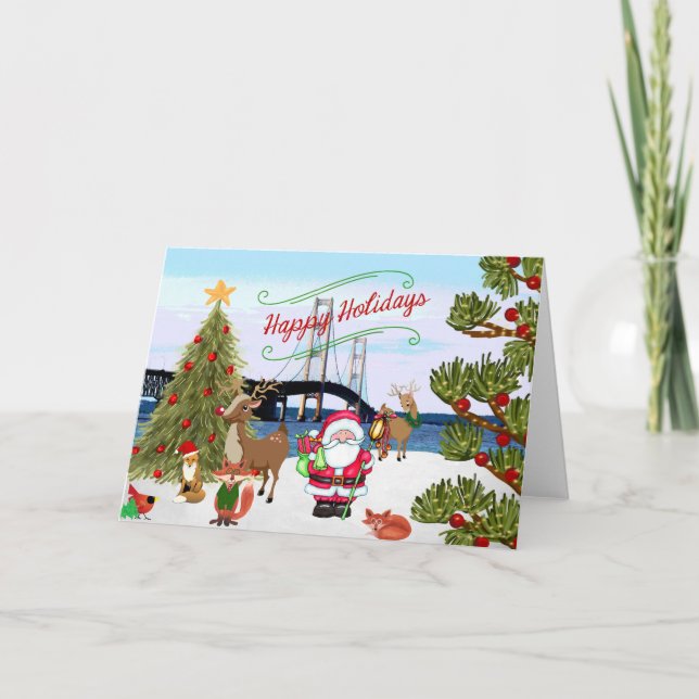 Mackinac-bryggjulkort Helgkort (Framsida)