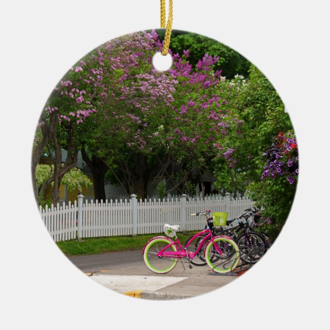 Mackinac huvudsaklig gata julgransprydnad keramik (Framsidan)