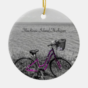 Mackinac Island Bike Selective Färg Julgransprydnad Keramik