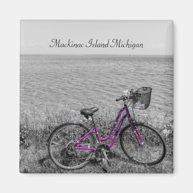 Mackinac Island Bike Selective Färg Magnet (Framsidan)