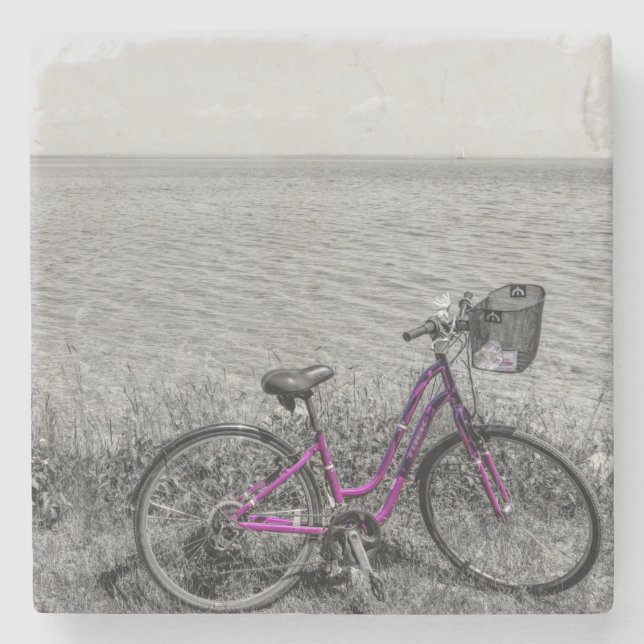 Mackinac Island Bike Selective Färg Stenunderlägg (Framsidan)