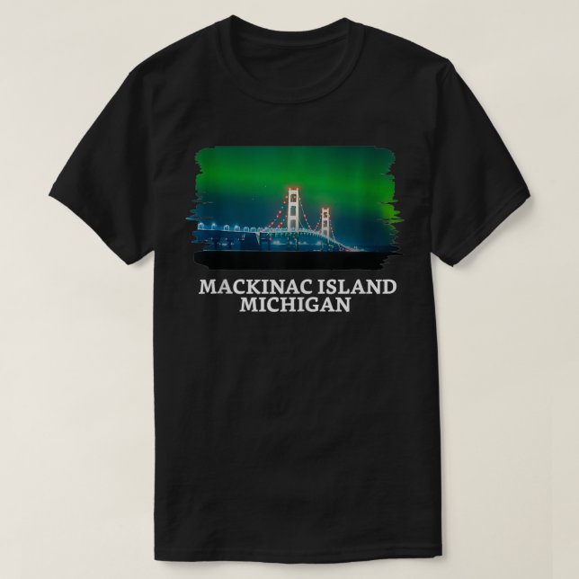 Mackinac Island Bridge Michigan Great Lakes Huron  T Shirt (Design framsida)