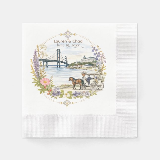 Mackinac Island Bröllopsservetter Pappersservett (Framsidan)