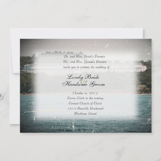 Mackinac Island Grand Hotel Wedding bjudande Inbjudningar (Framsida)