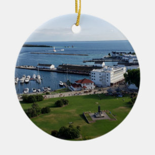 Mackinac Island & Harbour, Michigan Julgransprydnad Keramik