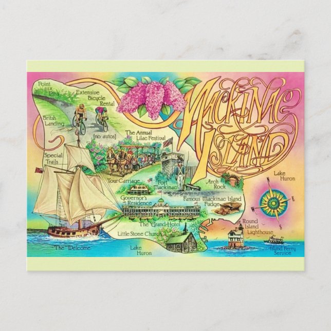 Mackinac Island Landmarks vykort (Framsida)
