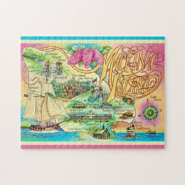 Mackinac Island Landmarks vykort Pussel (Horisontell)