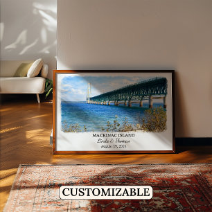 Mackinac Island Michigan Affisch, Akvarell, Anpass Poster