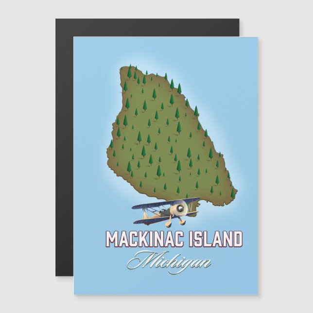 Mackinac Island Michigan karta (Fram/baksida)