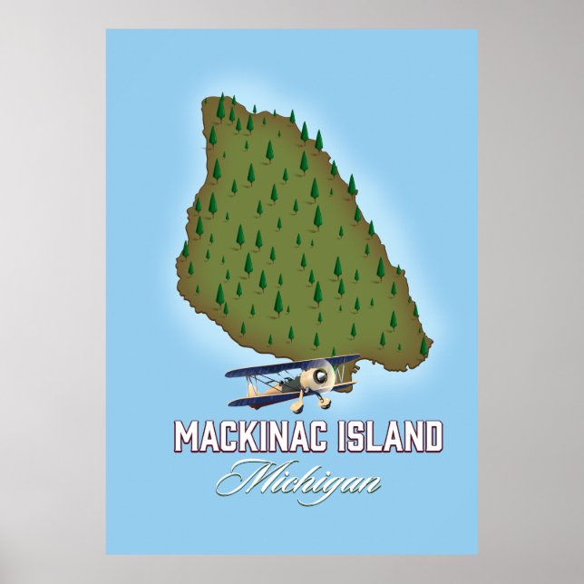 Mackinac Island Michigan karta Poster (Framsidan)