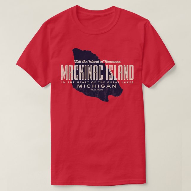 Mackinac Island Michigan Karta T Shirt (Design framsida)