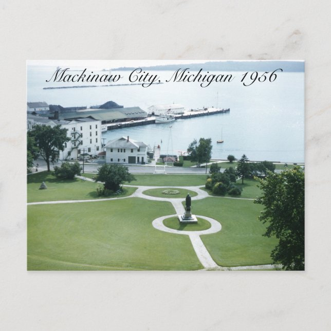 Mackinac Island Port 1956 Michigan Vykort (Framsida)