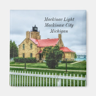 Mackinac Light och Bridge Magnet