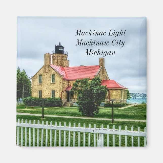 Mackinac Light och Bridge Magnet (Framsidan)