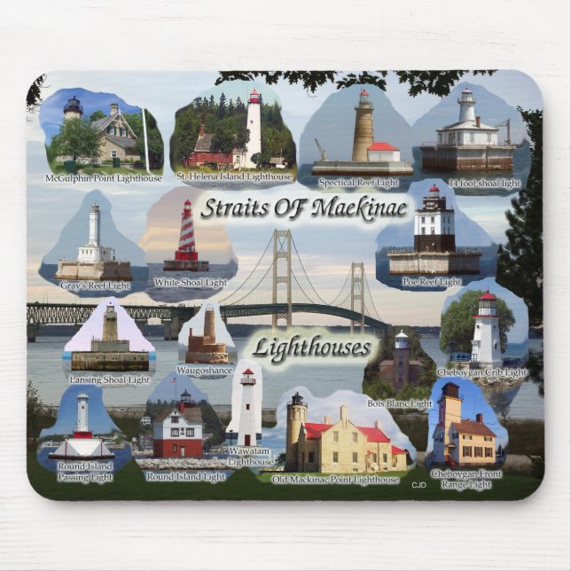 Mackinac Lighthouses mousepad-sund Musmatta (Framsidan)