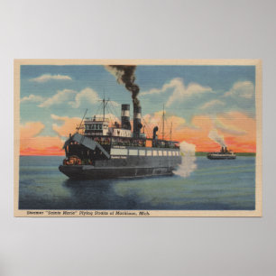 Mackinac MI - beskåda av den Sainte Marie Poster